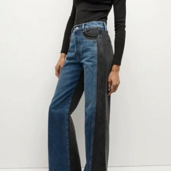 Veronica Beard Two-Tone Wide Leg Jeans, Size 29 - Picture 2 of 4